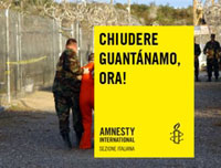 Grafica di Amnesty International per la chiusura di Guantánamo Bay