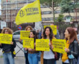 presidio in occasione dell'udienza contro tre attivisti di Ultima Generazione