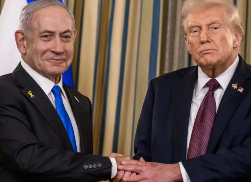 Il presidente Donald Trump e il primo ministro israeliano Benjamin Netanyahu durante la conferenza stampa congiunta per annunciare il piano di pace degli Stati Uniti per Gaza.