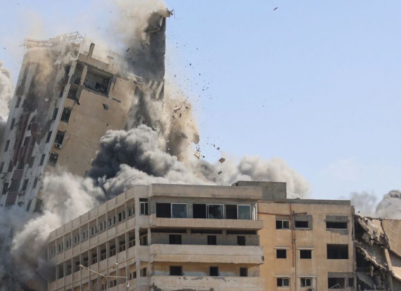 attacco a Gaza City nel 2025: esplosione di palazzi